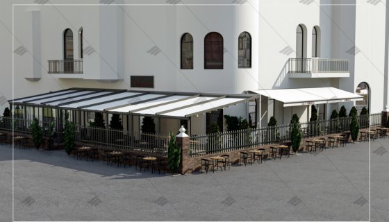 Makaslı çift taraf açılır pergolamız 220 m2 berlin
