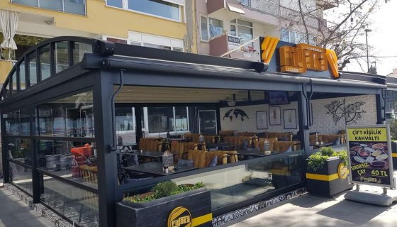 Çanakkale kordon tam radüslü pergola giyotin cam sistemleri wintent güneşlik uygulaması